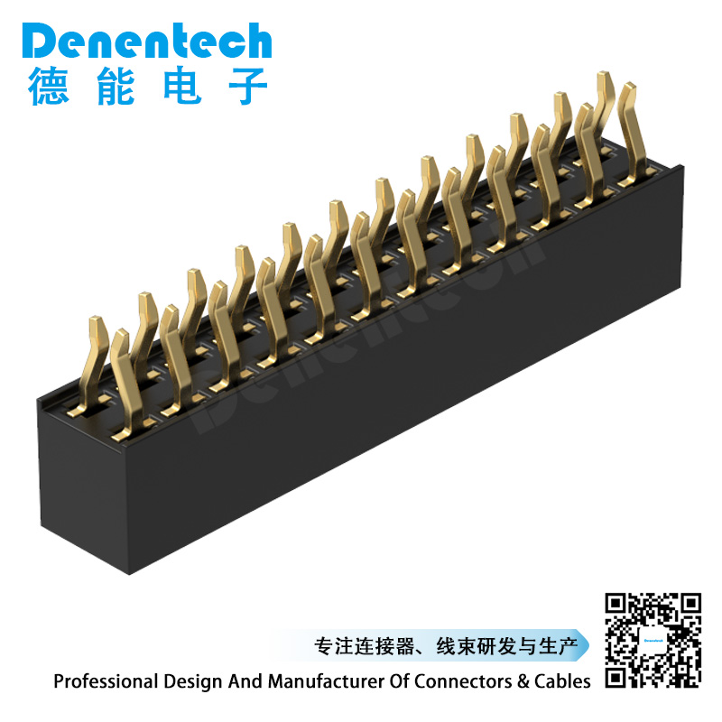 Denentech hot selling 2.54MM female header H5.7MM dual row straight splint female header connector